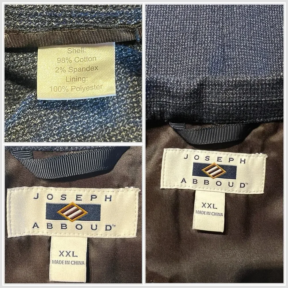 Joseph Abboud 44R XXL Blue Cotton Casual Blazer Sport Jacket Unlined Weekender